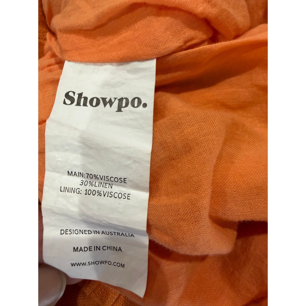 Showpo Orange Linen Blend Two Piece Set Crop Top and Shorts Womens Size 10 - Picture 3 of 6